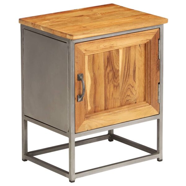 vidaXL Bedside Cabinet Recycled Teak and Steel 15.7"x11.8"x19.7" - Image 12