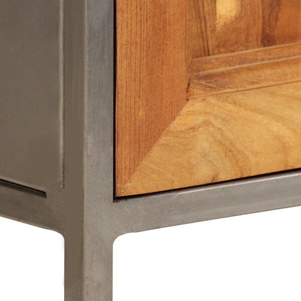 vidaXL Bedside Cabinet Recycled Teak and Steel 15.7"x11.8"x19.7" - Image 4