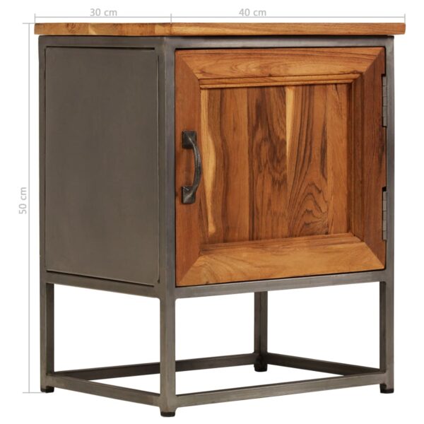 vidaXL Bedside Cabinet Recycled Teak and Steel 15.7"x11.8"x19.7" - Image 10