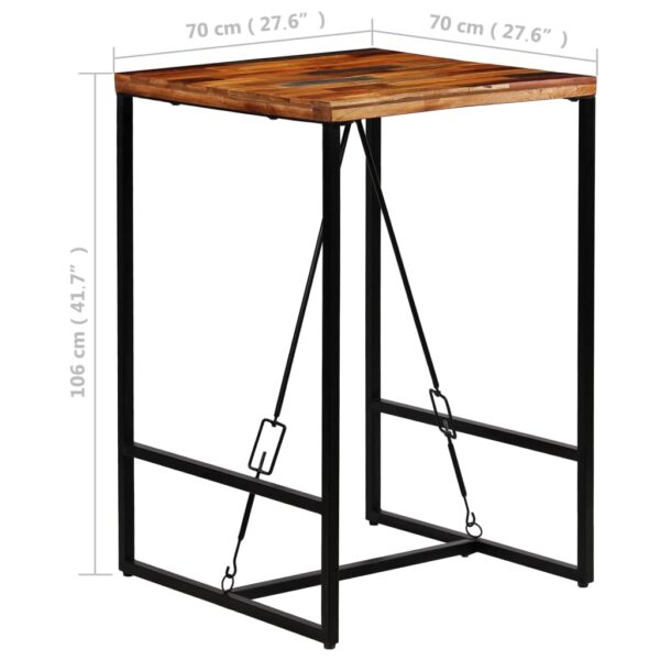 vidaXL Bar Table Solid Reclaimed Wood 27.6"x27.6"x41.7" - Image 8