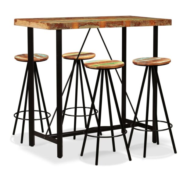 vidaXL Bar Set 5 Pieces Solid Reclaimed Wood