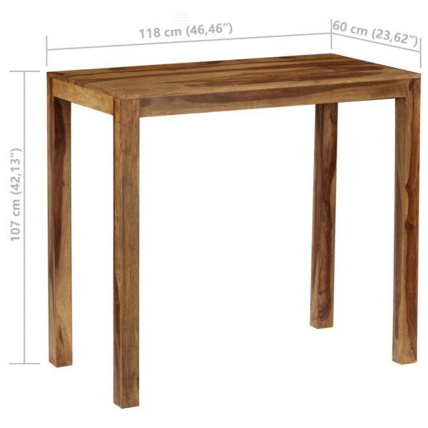 vidaXL Bar Table Solid Sheesham Wood 46.4"x23.6"x42.1" - Image 9