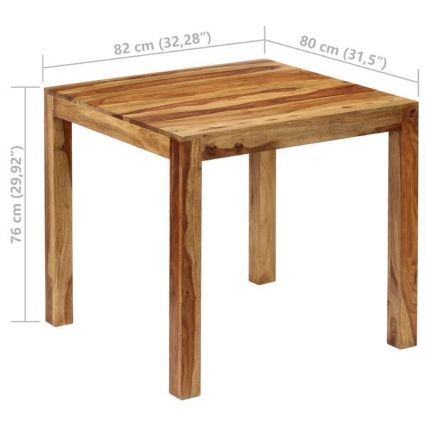 vidaXL Dining Table Solid Sheesham Wood 32.3"x31.5"x29.9" - Image 5