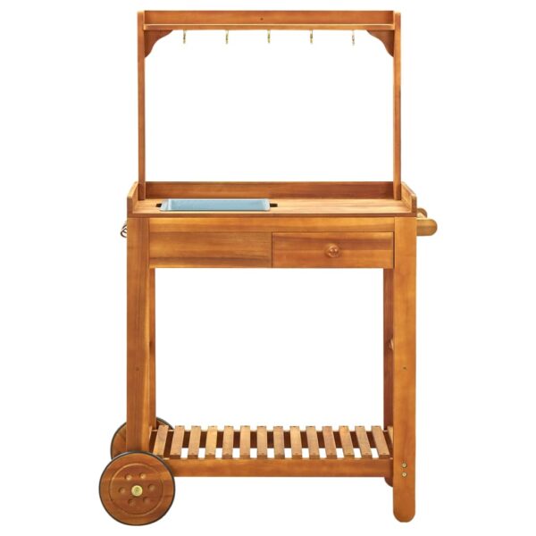 vidaXL Garden Kitchen Trolley Solid Acacia Wood 36.2"x17.1"x55.7" - Image 3