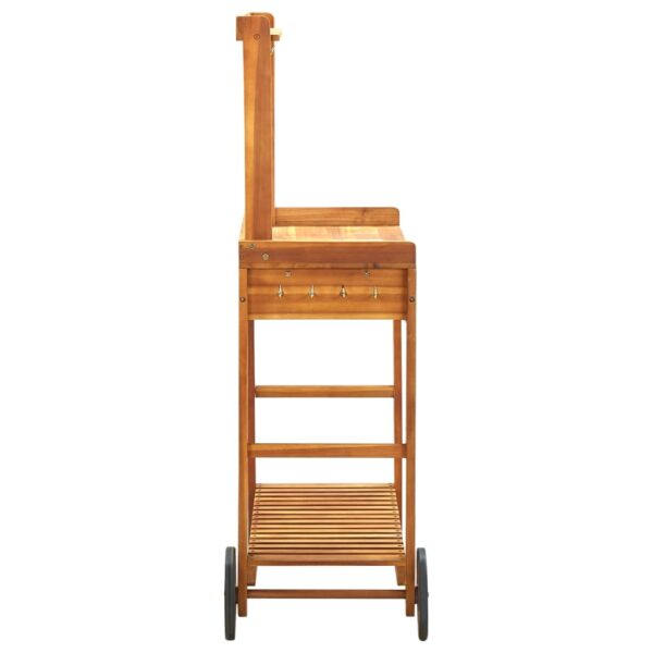 vidaXL Garden Kitchen Trolley Solid Acacia Wood 36.2"x17.1"x55.7" - Image 4