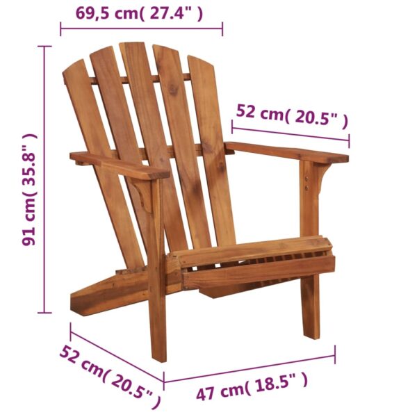 vidaXL Patio Adirondack Chair Solid Acacia Wood - Image 3