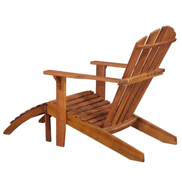 vidaXL Patio Adirondack Chair with Footrest Solid Acacia Wood - Image 3