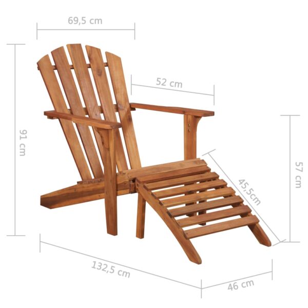 vidaXL Patio Adirondack Chair with Footrest Solid Acacia Wood - Image 8