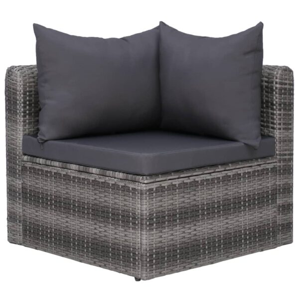 vidaXL 8 Piece Patio Lounge Set with Cushions Poly Rattan Gray - Image 4