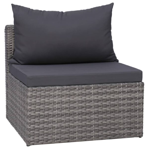 vidaXL 8 Piece Patio Lounge Set with Cushions Poly Rattan Gray - Image 6