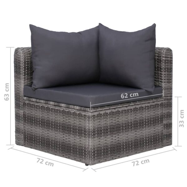 vidaXL 8 Piece Patio Lounge Set with Cushions Poly Rattan Gray - Image 8