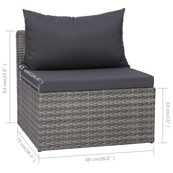 vidaXL 8 Piece Patio Lounge Set with Cushions Poly Rattan Gray - Image 9