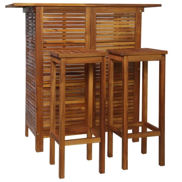 vidaXL 3 Piece Bar Table and Chair Set Solid Acacia Wood