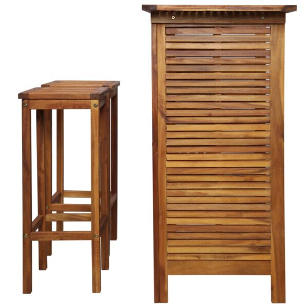 vidaXL 3 Piece Bar Table and Chair Set Solid Acacia Wood - Image 3