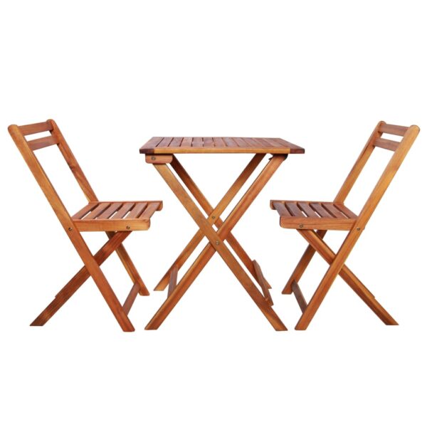 vidaXL 3 Piece Folding Bistro Set Solid Acacia Wood - Image 2