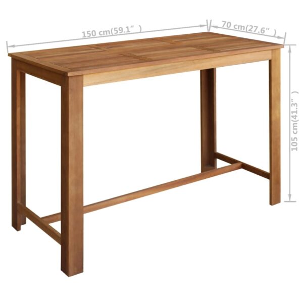 vidaXL Bar Table Solid Acacia Wood 59.1"x27.6"x41.3" - Image 4