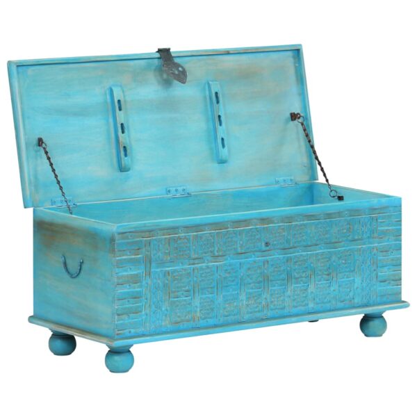 vidaXL Storage Chest Solid Mango Wood Blue 39.4"x15.7"x16.1" - Image 2