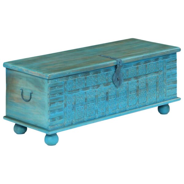 vidaXL Storage Chest Solid Mango Wood Blue 39.4"x15.7"x16.1" - Image 12