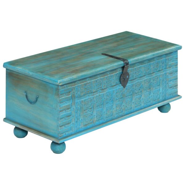 vidaXL Storage Chest Solid Mango Wood Blue 39.4"x15.7"x16.1" - Image 3