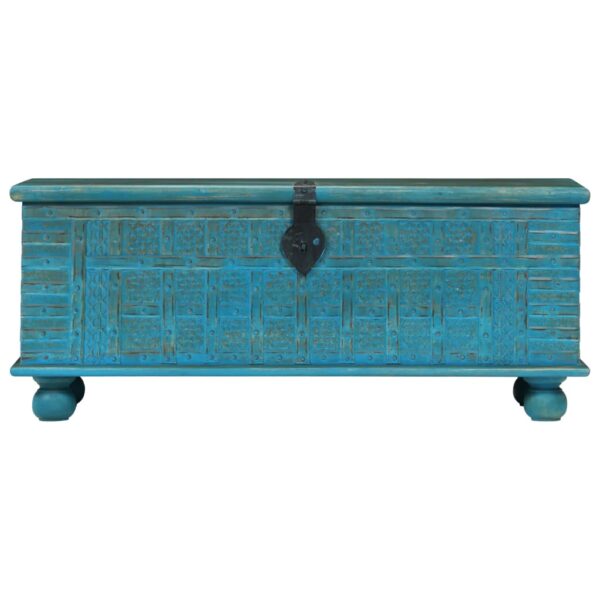 vidaXL Storage Chest Solid Mango Wood Blue 39.4"x15.7"x16.1" - Image 4