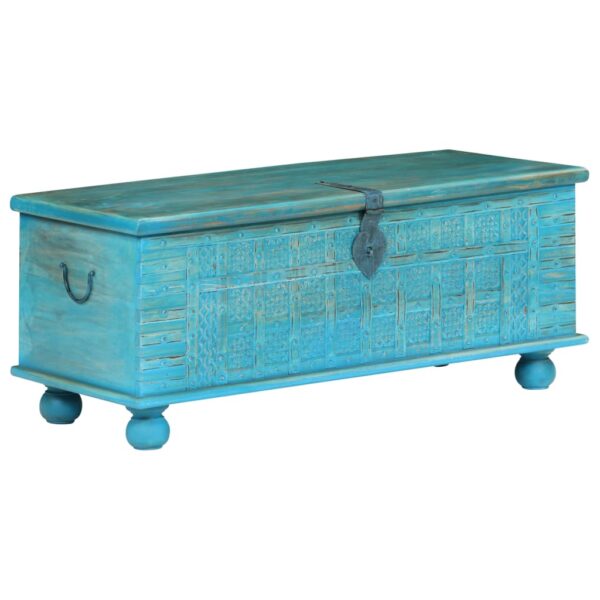 vidaXL Storage Chest Solid Mango Wood Blue 39.4"x15.7"x16.1" - Image 6