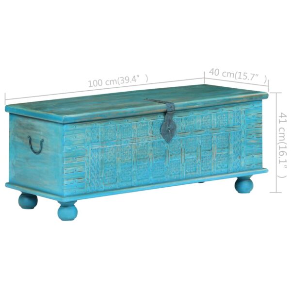 vidaXL Storage Chest Solid Mango Wood Blue 39.4"x15.7"x16.1" - Image 10