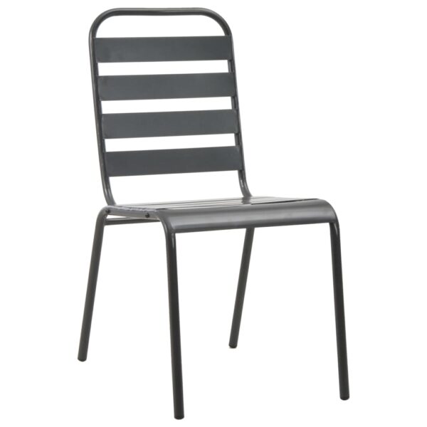 vidaXL Stackable Patio Chairs 2 pcs Steel Gray - Image 2