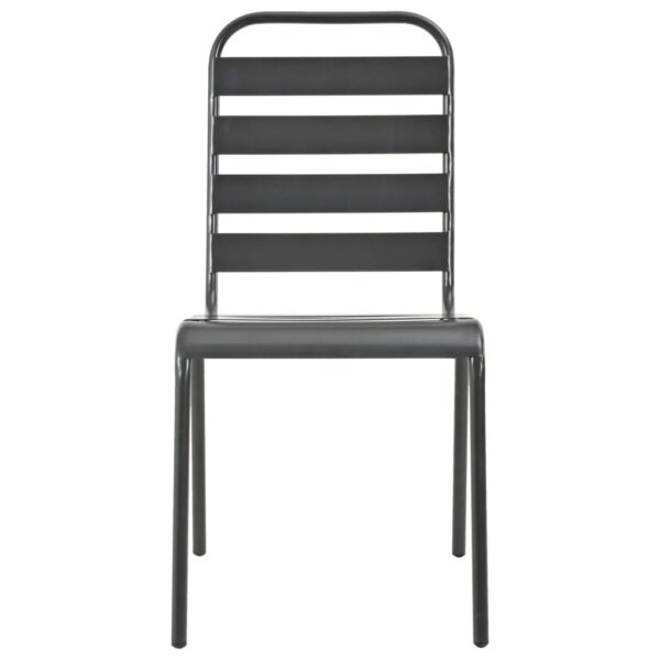 vidaXL Stackable Patio Chairs 2 pcs Steel Gray - Image 3