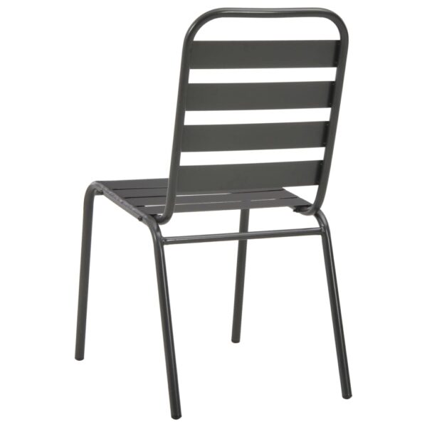 vidaXL Stackable Patio Chairs 2 pcs Steel Gray - Image 5