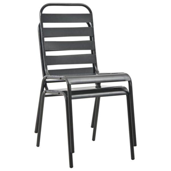 vidaXL Stackable Patio Chairs 2 pcs Steel Gray - Image 7