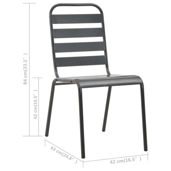 vidaXL Stackable Patio Chairs 2 pcs Steel Gray - Image 8