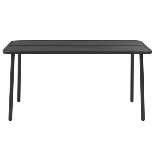 vidaXL Patio Table Dark Gray 59.1"x35.4"x28.3" Steel - Image 2