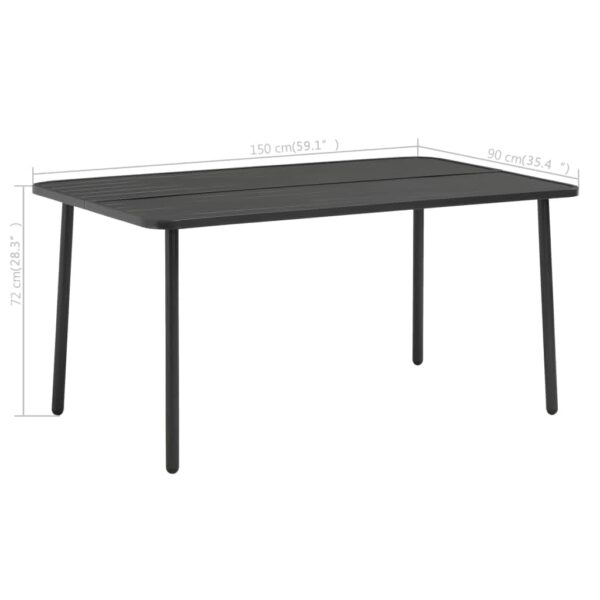 vidaXL Patio Table Dark Gray 59.1"x35.4"x28.3" Steel - Image 4