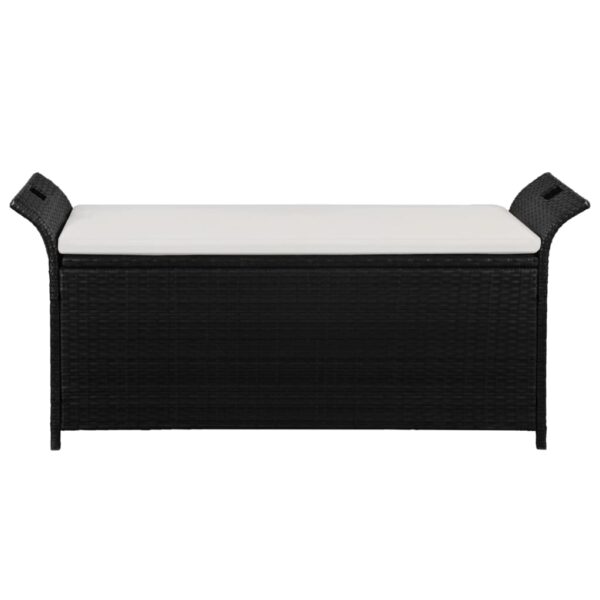 vidaXL Storage Bench with Cushion 54.3" Poly Rattan Black - Image 2