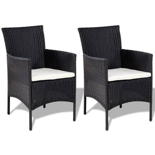 vidaXL 4 Piece Patio Lounge Set with Cushions Poly Rattan Black - Image 2