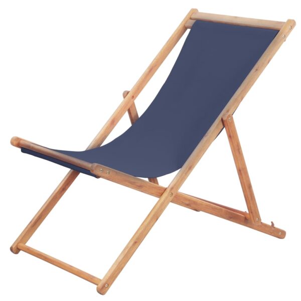 vidaXL Folding Beach Chair Fabric and Wooden Frame Blue