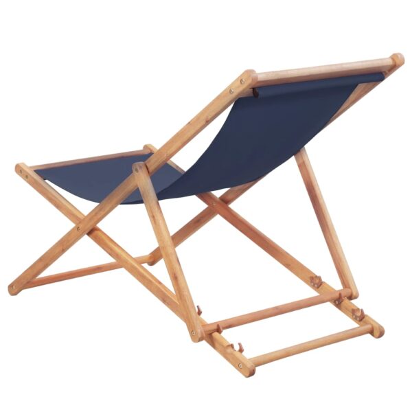 vidaXL Folding Beach Chair Fabric and Wooden Frame Blue - Image 2