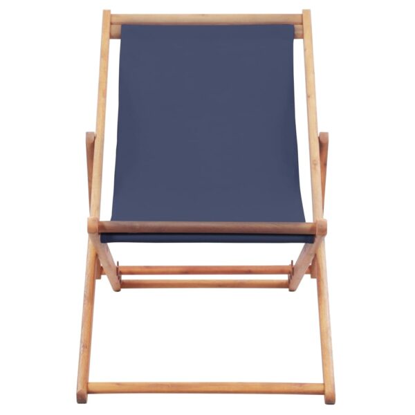 vidaXL Folding Beach Chair Fabric and Wooden Frame Blue - Image 3