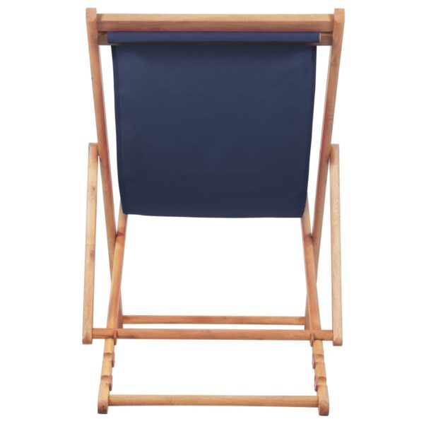 vidaXL Folding Beach Chair Fabric and Wooden Frame Blue - Image 4