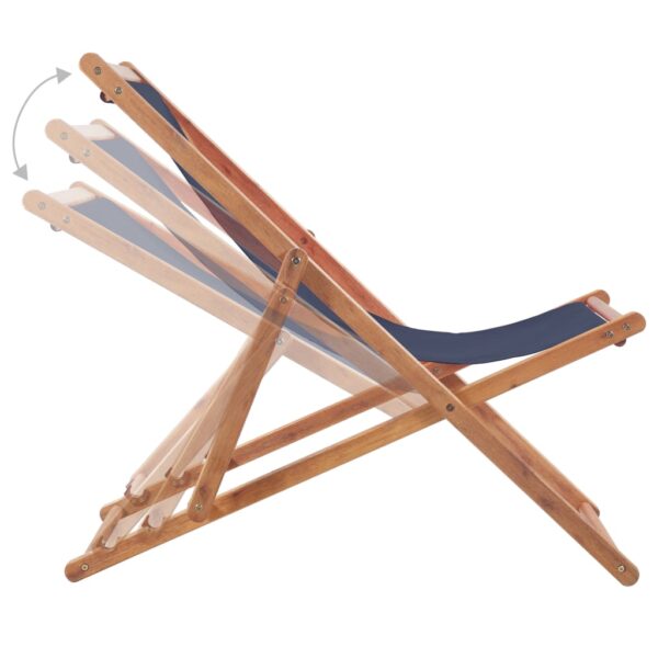 vidaXL Folding Beach Chair Fabric and Wooden Frame Blue - Image 6