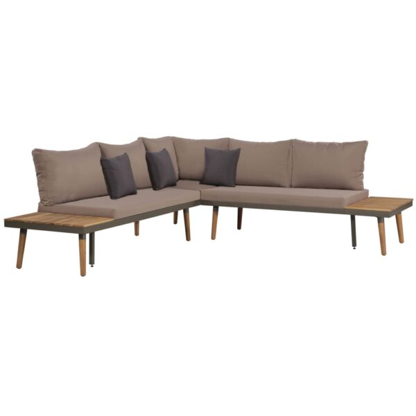 vidaXL 4 Piece Patio Lounge Set with Cushions Solid Acacia Wood Brown - Image 2