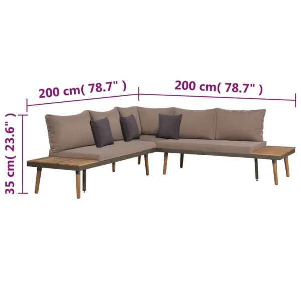 vidaXL 4 Piece Patio Lounge Set with Cushions Solid Acacia Wood Brown - Image 7