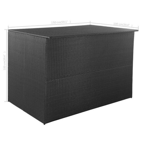 vidaXL Patio Storage Box Black 59"x39.4"x39.4" Poly Rattan - Image 7