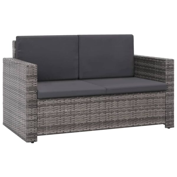 vidaXL 2 Piece Patio Lounge Set with Cushions Poly Rattan Gray - Image 4