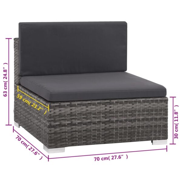 vidaXL 8 Piece Patio Lounge Set with Cushions Poly Rattan Gray - Image 9