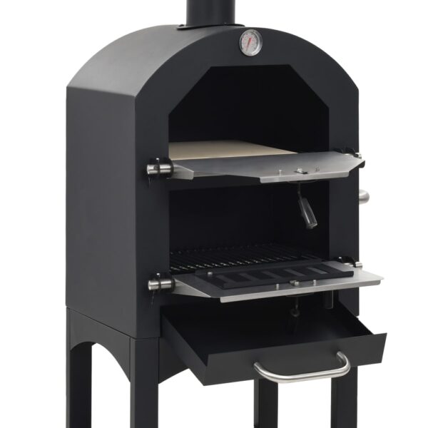 vidaXL Charcoal Fired Outdoor Pizza Oven with Fireclay Stone - Image 4