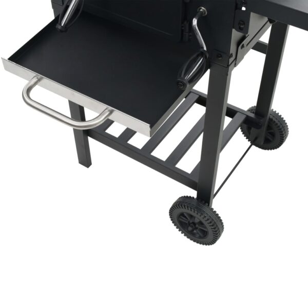 vidaXL Charcoal-Fueled BBQ Grill with Bottom Shelf Black - Image 11