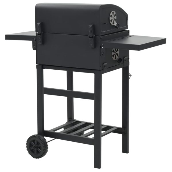 vidaXL Charcoal-Fueled BBQ Grill with Bottom Shelf Black - Image 4