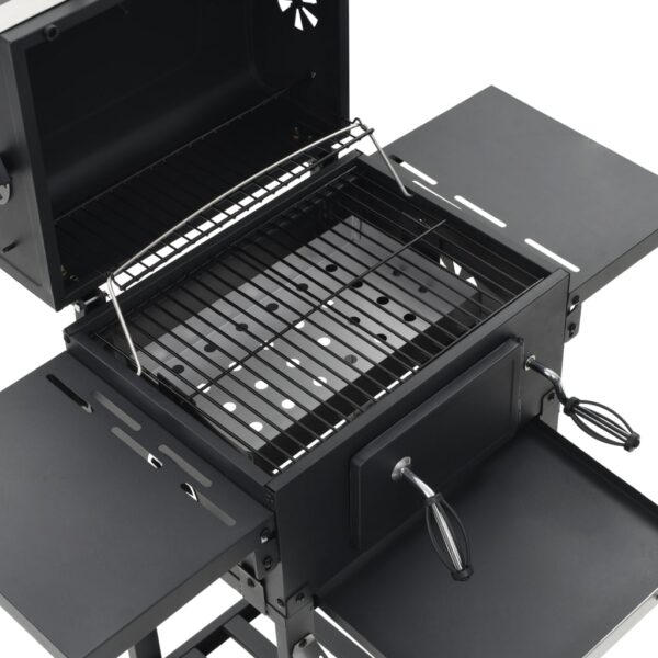 vidaXL Charcoal-Fueled BBQ Grill with Bottom Shelf Black - Image 7