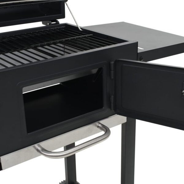 vidaXL Charcoal-Fueled BBQ Grill with Bottom Shelf Black - Image 8